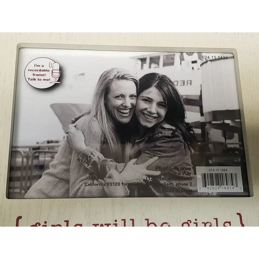 Girls Will Be Girls Light Wooden Recordable Picture Frame Fits 5 x 7 Pictures
